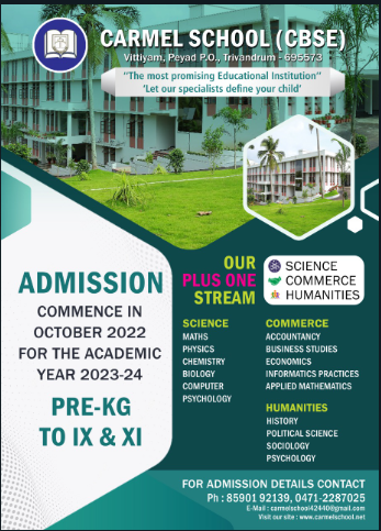 ADMISSIONS ARE OPEN FOR CLASSES PRE-KG TO IX AND PLUS ONE FOR THE ACADEMIC YEAR 2023-2024